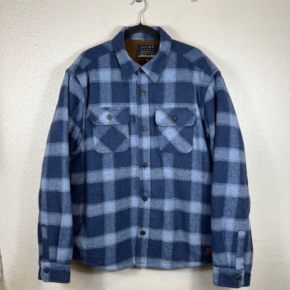 Jachs Men’s Sherpa-Lined Wool Blend Shirt Jacket-Heavyweight Warm Flannel XL